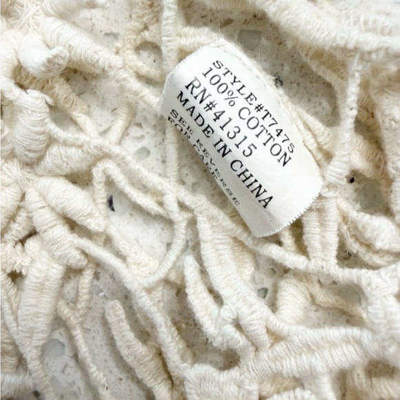 RoomMates Crochet Fringe Tank Top Boho Ivory S/M Festival Cottagecore - Picture 5 of 7